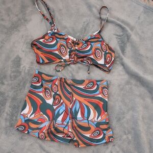 Colorful Swirl Pattern 3 pc Swim Set